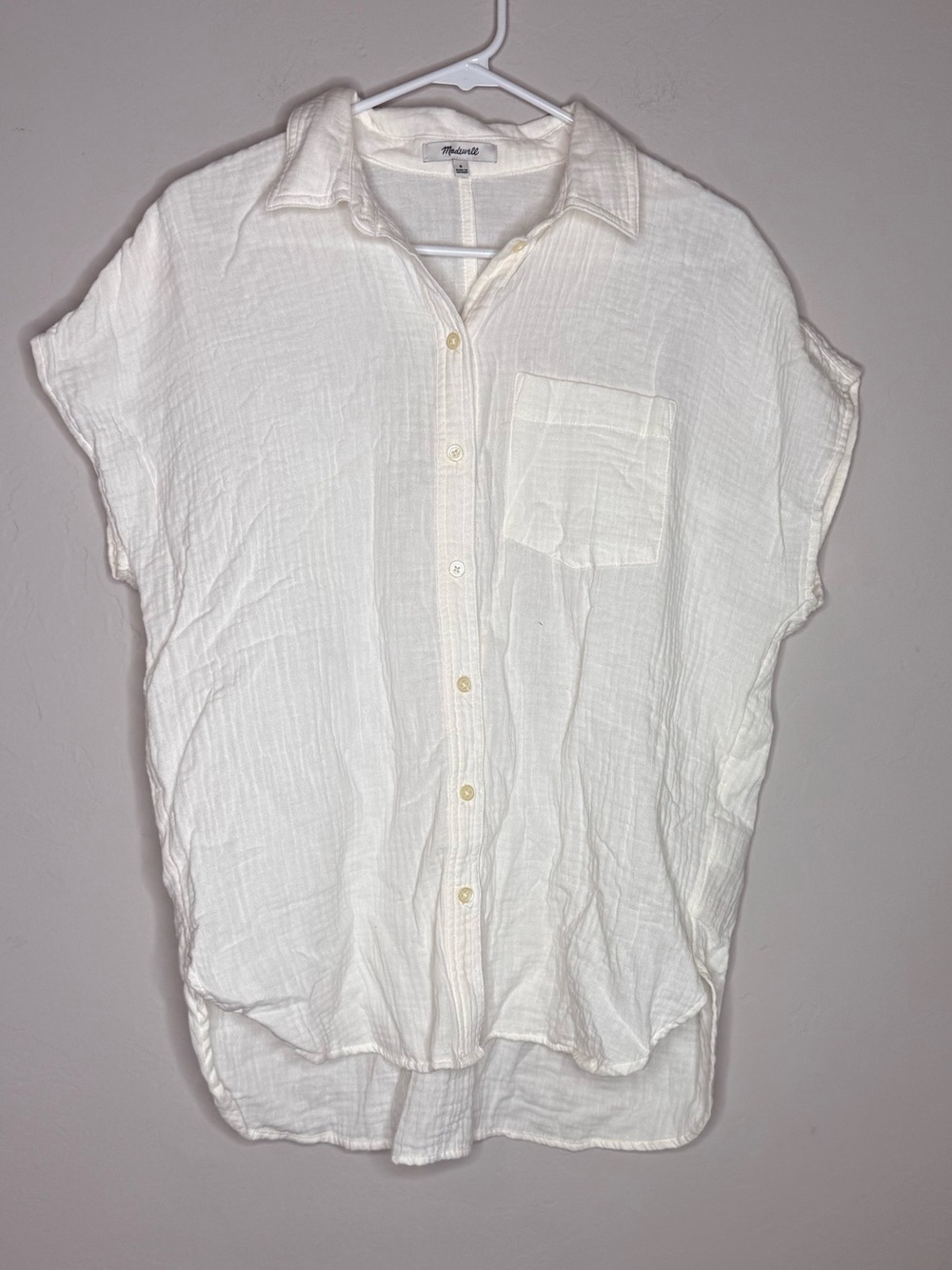 Madewell lightspun dolman sleeve button down shirt size small gauzy cream color